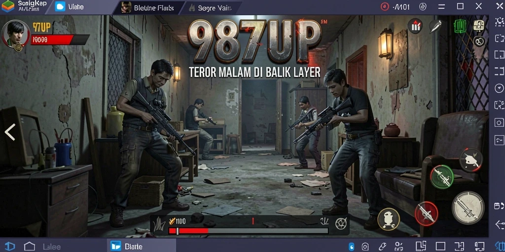 Screenshot menunjukkan karakter utama menjelajahi lokasi angker dengan suasana mencekam.