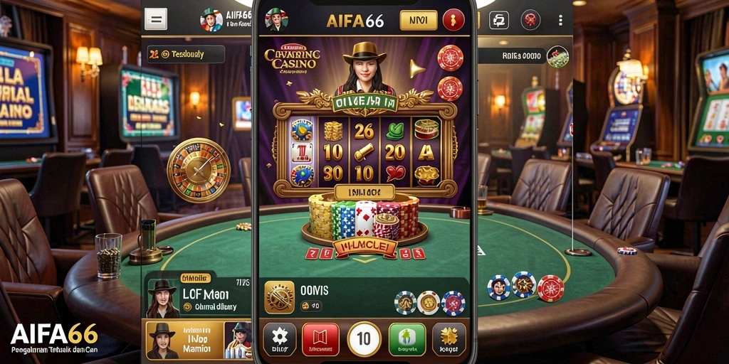 Screenshot AIFA66 menampilkan dealer langsung dan suasana permainan yang mendebarkan.