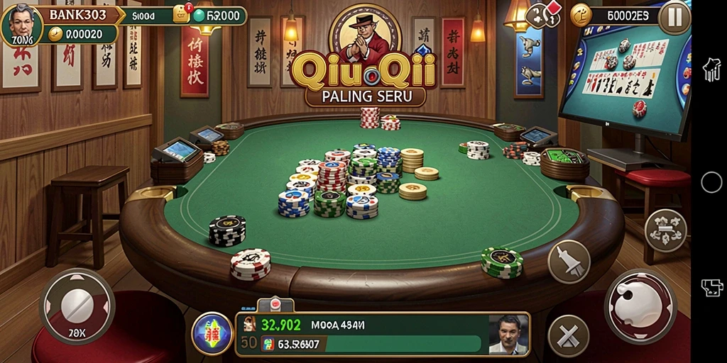 Tampilan gameplay seru dari BANK303 dengan aksi QiuQiu yang mendebarkan.