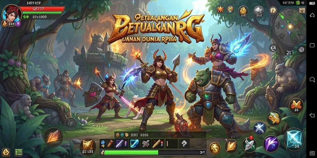 Screenshot utama GF777 menampilkan aksi RPG yang mengasyikkan.