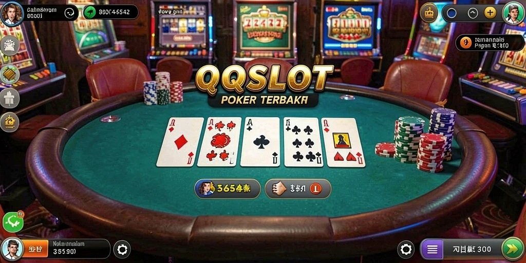 Tangkapan layar permainan QQSLOT menampilkan aksi Poker yang seru.