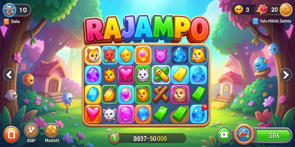 Screenshot gameplay RAJAMPO yang menampilkan aksi seru Match-3.