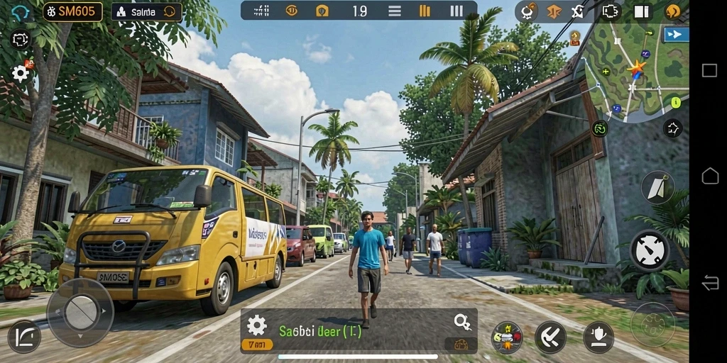 Tampilan gameplay SM605 yang menarik dan realistis dalam simulasi kehidupan.